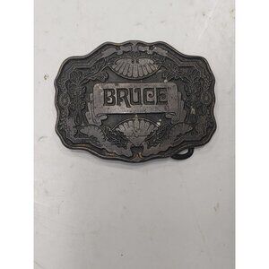 Vintage Buckle Belt Brass Etched Bruce Oden 1976 Pre Owned Brass Cowboy